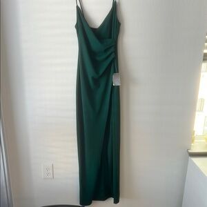 Lulu's Green Ruched Wrap Maxi Dress